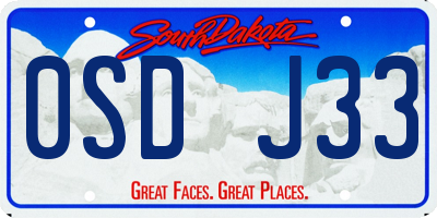 SD license plate 0SDJ33