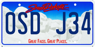 SD license plate 0SDJ34