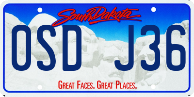 SD license plate 0SDJ36