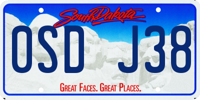 SD license plate 0SDJ38