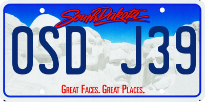 SD license plate 0SDJ39