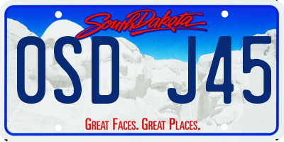 SD license plate 0SDJ45
