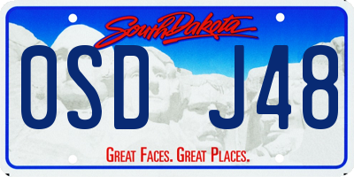 SD license plate 0SDJ48