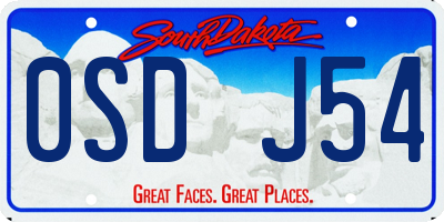 SD license plate 0SDJ54