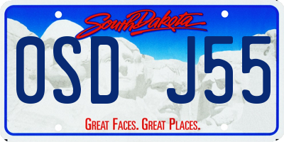 SD license plate 0SDJ55