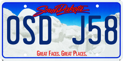 SD license plate 0SDJ58