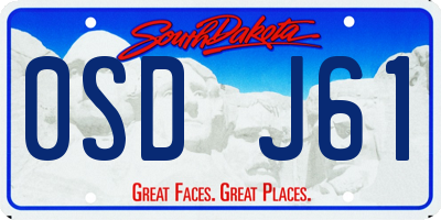 SD license plate 0SDJ61