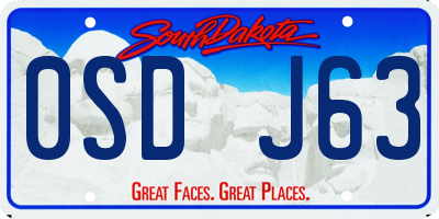 SD license plate 0SDJ63