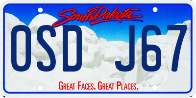 SD license plate 0SDJ67