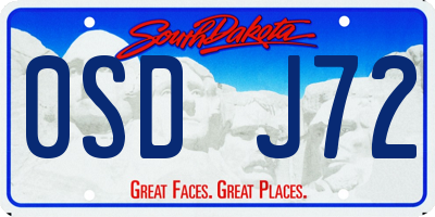 SD license plate 0SDJ72