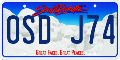 SD license plate 0SDJ74