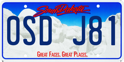 SD license plate 0SDJ81