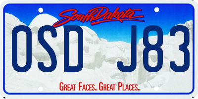 SD license plate 0SDJ83