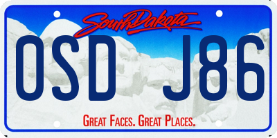 SD license plate 0SDJ86
