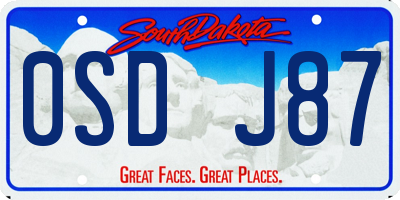 SD license plate 0SDJ87