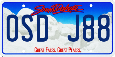 SD license plate 0SDJ88