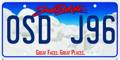 SD license plate 0SDJ96