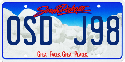SD license plate 0SDJ98
