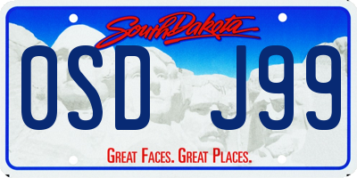 SD license plate 0SDJ99