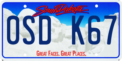 SD license plate 0SDK67