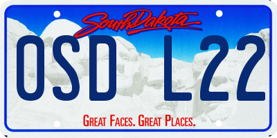 SD license plate 0SDL22