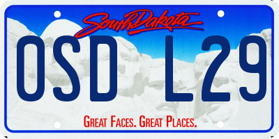 SD license plate 0SDL29