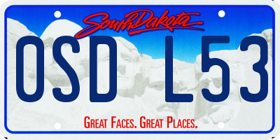 SD license plate 0SDL53