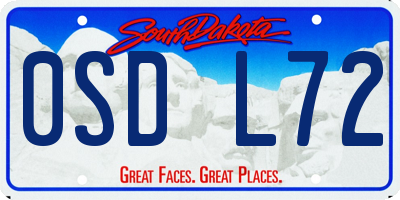 SD license plate 0SDL72
