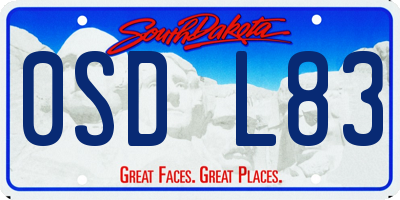 SD license plate 0SDL83