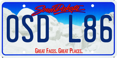 SD license plate 0SDL86