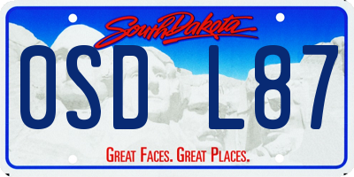 SD license plate 0SDL87
