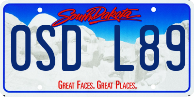 SD license plate 0SDL89