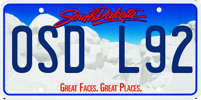 SD license plate 0SDL92