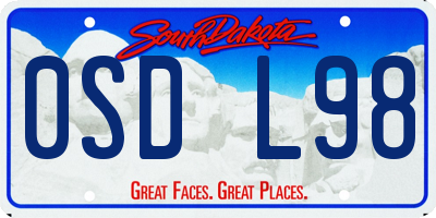 SD license plate 0SDL98