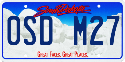 SD license plate 0SDM27