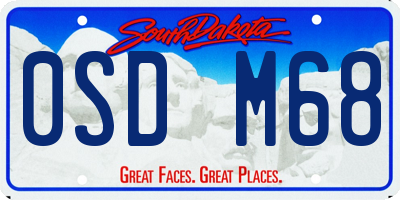 SD license plate 0SDM68