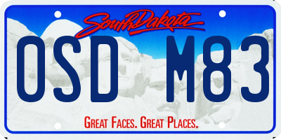 SD license plate 0SDM83