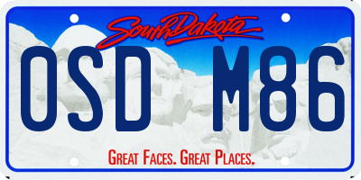 SD license plate 0SDM86