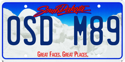 SD license plate 0SDM89