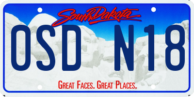SD license plate 0SDN18