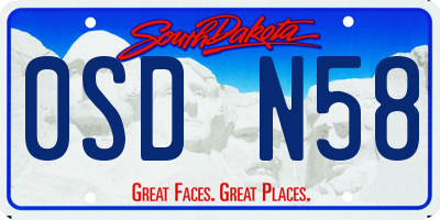 SD license plate 0SDN58