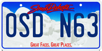 SD license plate 0SDN63