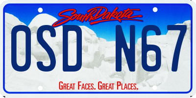 SD license plate 0SDN67