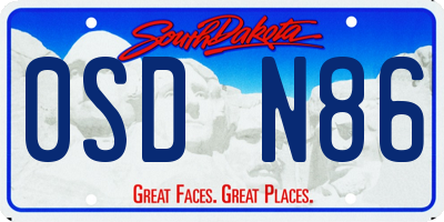 SD license plate 0SDN86