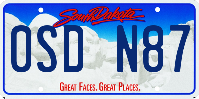 SD license plate 0SDN87
