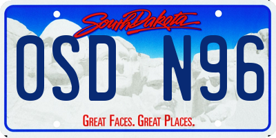 SD license plate 0SDN96
