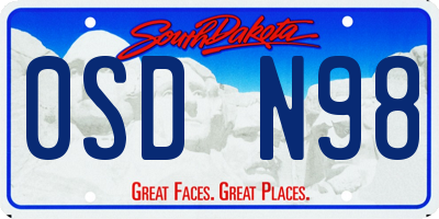 SD license plate 0SDN98