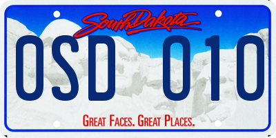 SD license plate 0SDO10