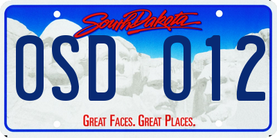 SD license plate 0SDO12