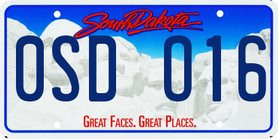 SD license plate 0SDO16